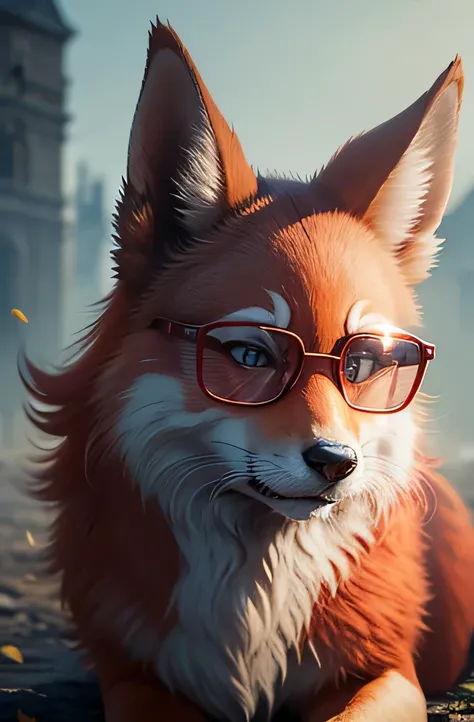 renard à lunettes sur fusée