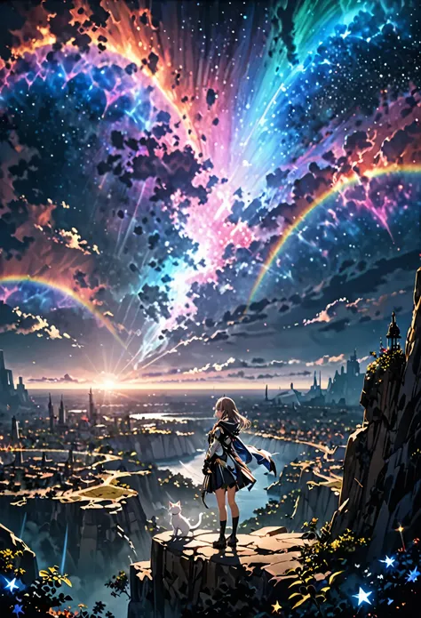 (Panorama, center, masterpiece, highest quality: 1.2), (8K、Raw photo、highest quality、look up:1.2、masterpiece:1.2、Genuineistic、Ultra-high resolution、High Contrast、Photon Mapping、Genuine、Very detailed、Official Art, Raw photo、professional Lighting、 Light、Vivi...