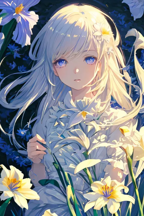 Lily-inspired Aster Pieces, highest quality)), High resolution, 8k, Cinematic Light, High Contrast, Written boundary depth, Strong brilliance, Detailed Background, One Girl, cute, fine grain, Shining Eyes, Detailed Iris,