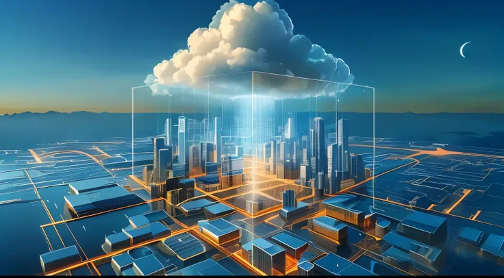 Hong Kong City，城市上方一朵cloud，arafed city in a cloud with a city in the middle, floating city on clouds, cloud, a city in the clouds, clouds and corrupted city behind, cloud server, city in the clouds, cloudpunk, cyber architecture, cloud storage, floating ci...