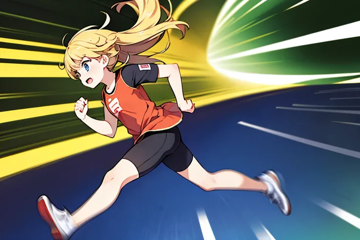 masterpiece, manga, running person, motion blur of only the feet