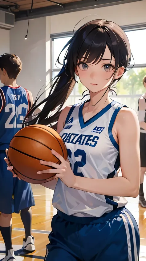 ((best quality, 8k, masterpiece: 1.3)), highly detailed face and skin texture, detailed eyes, textured skin, highres, basketball...