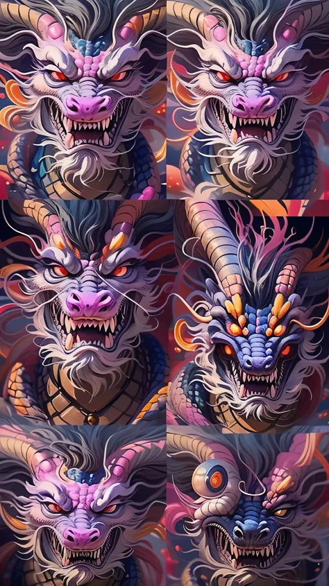 The best quality at its best，masterpiece，超High resolution，Chinese Dragon，（long：1.2），（finely：1.2），long髪，pointed teeth，Red eyes，teeth，Expansiveness，bird，Exterior，Stand on your own two feet，Coiled with hop，hop，cloud，Banya，From the back，armor，Sky Sky，Open your...