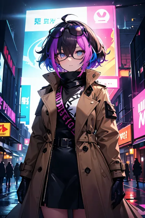 Amidst the vibrant neon glow of the night district, a solitary figure stood out. A girl with a cool, cold-hearted demeanor donned clothes that shimmered brilliantly under the rainbow-colored lights. The large two-tone afro on her head, known as Bomberheads...