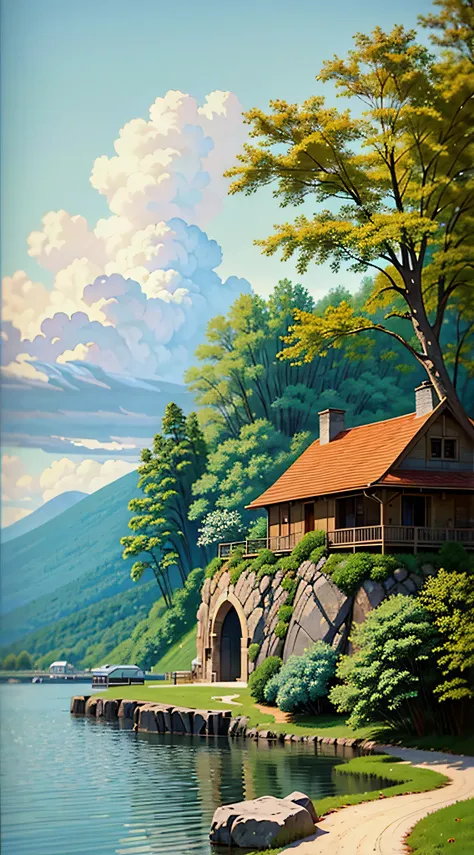 Landscape painting,Nostalgic,High resolution