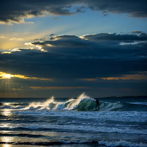 Sea of night、Wind、Rough seas、Sandy Beach、cloud、暴Wind雨、Heavy Rain、