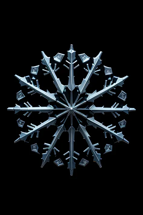 3d snowflake on a black background with a complexe hd fractal structure
