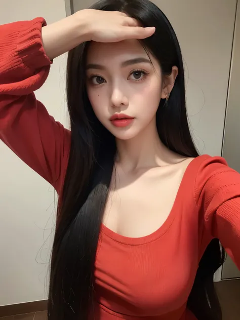 Kim jennie con el cabello negro oscuro, con rulos en las puntas del cabello negro oscuro, con un ganchito de estrella en el cabello negro oscuro, ojos de color claro, ojos bonitos, ojos llorosos, nariz bonita y respingada, labios bonitos, labios rosas, hea...