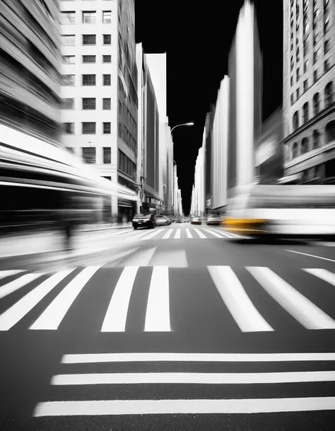 motion blur, motion blur, black and white close-ups, (lots of people walking at high speeds at city intersections), crosswalks, ...