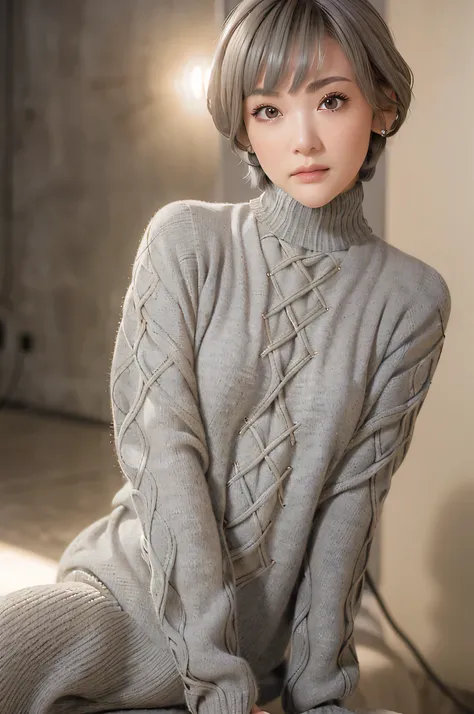 full body, (turtleneck cable knit oversized sweater dress:1.2), wool, 1girl,solo,
(8k, raw photo, best quality, masterpiece:1.3)...