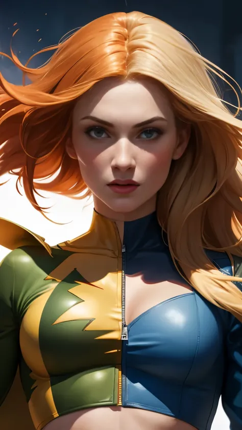 (high resolution), (highly detailed), (high quality,) realistic, beautiful, break 1girl, jean-grey, splitscreen, split screen, c...