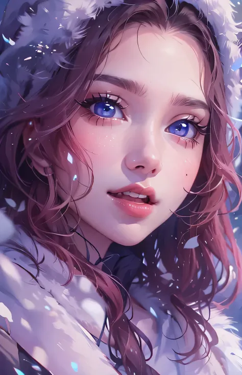 ((highest quality)), ((masterpiece)), (Get used to it), Perfect Face , beautiful girl , snow ,