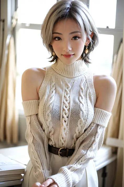 (red lips:1.4), full body, (turtleneck cable knit oversize sweater dress:1.5), , 1girl,solo,
(8k, raw photo, best quality, maste...