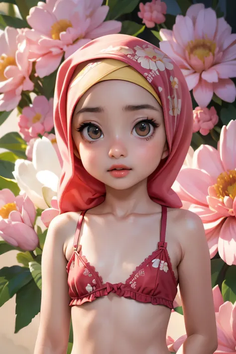 Naked, (((HIJAB MALAY GIRL))), masutepiece, High quality, UHD 32K, Realistic face, Realistic skin feeling , A Japanese Lady, 8 years old, , Very cute and baby-like face, (((FLAT CHEST))), (MATRIX WORLD), ((look In front  at the camera and SADNESS)), ((()))...