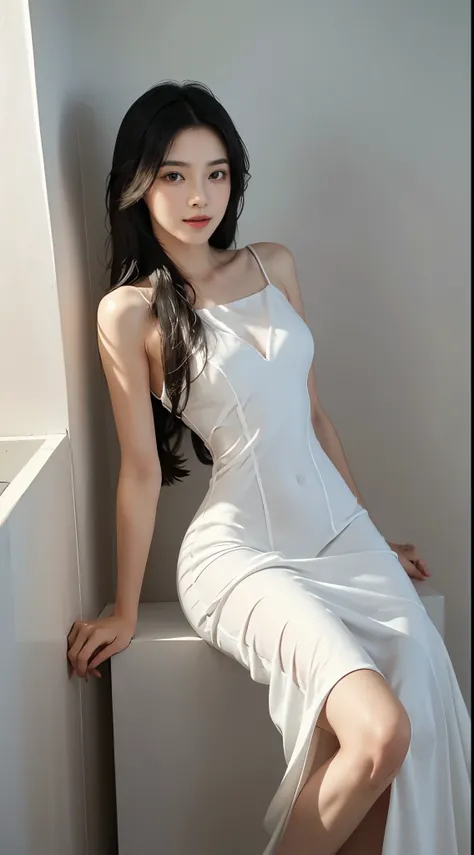 (Extra long black hair hanging down to her ankles: 1.3), （Full body shot），（Extremely detailed CG 8k wallpaper），（Extremely exquisite and beautiful），（masterpiece），（Best quality：1.0），（超high resolution：1.0），beautiful lights，perfect lightning，Realistic shadows，...