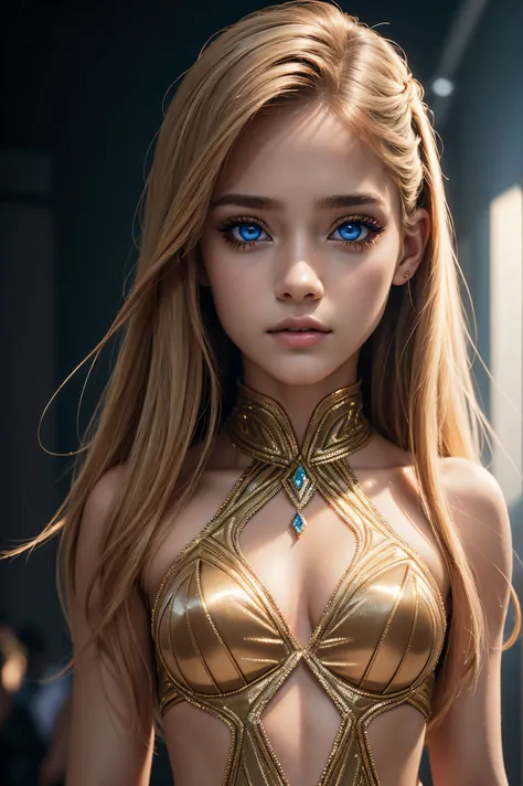 Brynn Cartelli, wearing model costume transparent. professionally retouched, soft lighting, realistic, smooth face, perfect eyes, sharp focus on eyes, 8 k, high definition, insanely detailed, intricate, elegant. against the background of the catwalk.