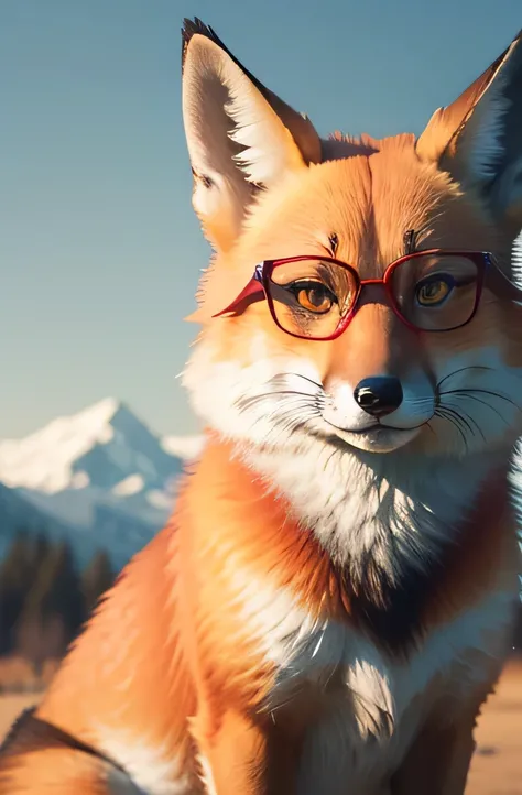 red fox with glasses