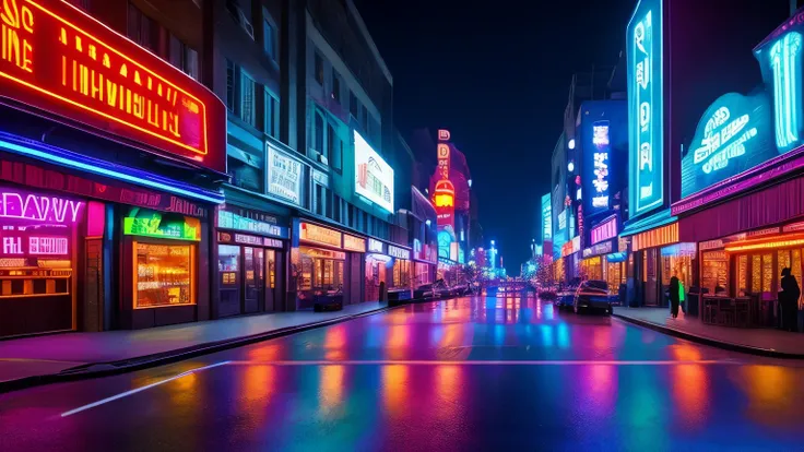 (best quality,16/9 cinematic,realistic,wide shot:1.2),bradway streets,neon signs,lights show,musical theatrical stage decoration,no cars,no people