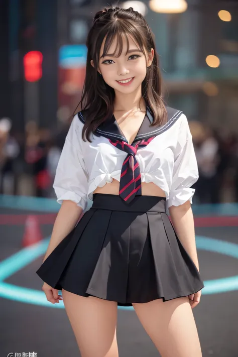 sailor suit、embarrassing、one beautiful woman、detailed face、beautiful hands、thin legs、(flying debris, highest quality:1.2), 8k, o...