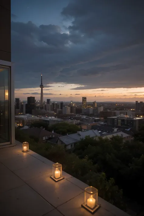 cidade de Toronto canada de noite, com luzes de neom.
