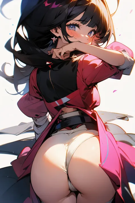 sexy anime girl bending over showing her ass into camera, pussy more visible