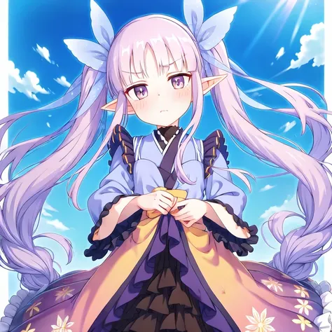 (masterpiece, best quality:1.2), 1girl, solo, kyouka,twintails, very long hair, very long sidelocks, light violet hair, transpar...