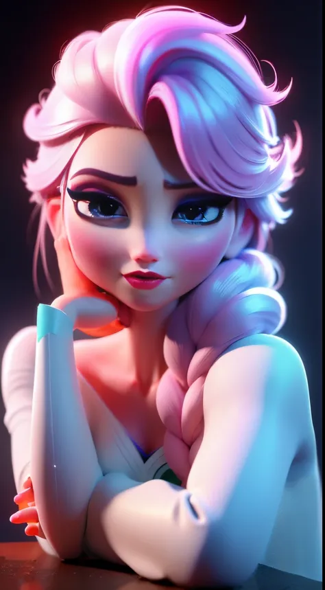 Elfgirl (rose quartz SU-Elsa frozen Disney  mezclando modelos .) (ultra FUSION of white and pink hair) Highly detailed CG unity 8k wallpaper, style shot, complex, high detail, dramatic, highest quality movie still image, very detailed, masterpiece, best qu...