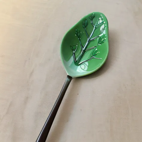 leaf pattern on the spoon