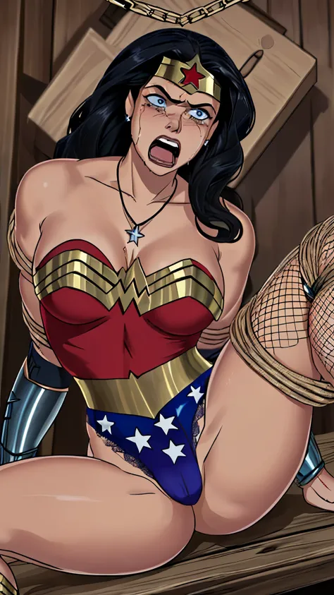 (((Wonder Woman is in the center of the circus ring,  fishnet pantyhose))), (((muito Surrada, muito torturada, muito estuprada,muito humilhada,muito derrotada))),((SUPERHEROINE mulher maravilha IS A FILTHY OLD WHORE)), ((emotional expression,expression of ...