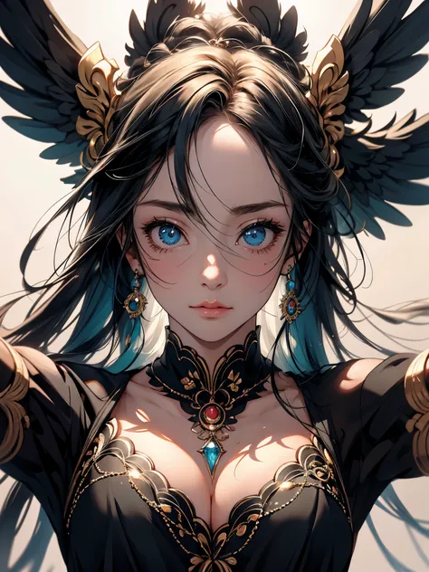 um close de uma mulher com um vestido verde e um colar, obras de arte no estilo de guweiz, estilo anime 3 d realista, lindo retrato de anime, estilo de realismo de anime, retrato detalhado de garota anime, linda pintura de personagem, por Yang J, impressio...