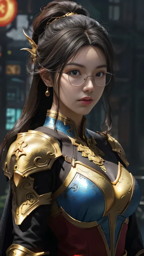 a close up of a woman in a golden and red dress, chengwei pan on artstation, by Yang J, detailed fantasy art, stunning character art, fanart best artstation, epic exquisite character art, beautiful armor, extremely detailed artgerm, detailed digital anime ...