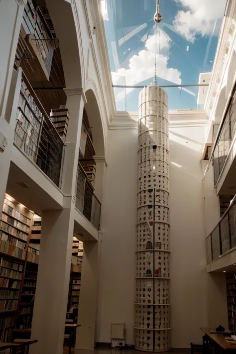 library clouds fly pillar skylight