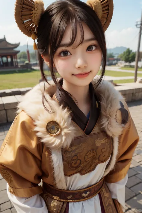 ((cute face,brown eye)),girl, ancient chinese costume, full body, sunlight, clear face, clean white background, masterpiece, super detailed, epic composition, ultra hd, high quality, very detailed, official art, uniform 8k wallpaper, super detailed, 32k, s...