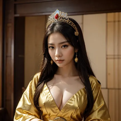 Close-up of a woman wearing a headdress and dress., Chinese princess, Beautiful Fantasy Empress, traditional beauty, ancient Chinese princess, ((Beautiful Fantasy Empress)), Chinese style, ancient chinese beauty, traditional chinese, palace ， girl in hanfu...