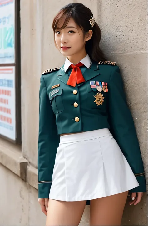 Real photo、Highest imYear quality、Realistic、Beautiful woman、Beautiful thighicro Mini Skirt、Beautiful Face、本当の私は何Yearも、federal army uniform miniskirt、ponytail、Yuriko Yoshitaka、16 year old Japanese female、（Zuo々Nozomi:1.4）、pretty girl、White pantiesが見える、1６Year...