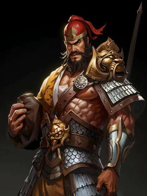 Close-up of a man wearing a helmet and holding a sword, guan yu, bian lian, Inspired by Hu Zaobin, Inspired by Li Kan, Inspired by Huang Shen, Sun Wukong, wukong, author：Yang Borun, hua cheng, inspired by Huang Ding, feng shu, Inspired by Pu Hua, China Thr...