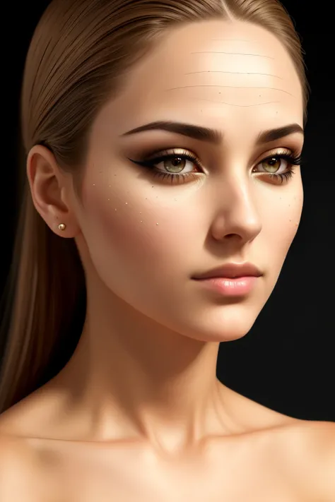 An exquisite image of a woman, modern and realistic in format, showcasing her beauty in intricate detail. (Realistic skin texture: 1.5), (HDR: 1.4), Close up view, her expressive eyes captivating, full of depth and emotion, (Makeup: 1.3), subtly accentuati...