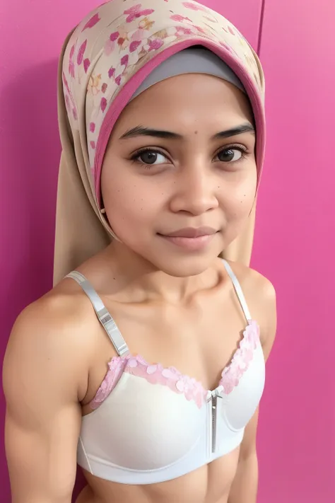 Bodybuilder Naked, (((HIJAB MALAY GIRL))), masutepiece, High quality, UHD 32K, Realistic face, Realistic skin feeling , A Japanese Lady, 8 years old, , Very cute and baby-like face, (((FLAT CHEST))), (MATRIX WORLD), ((look In front  at the camera and SADNE...