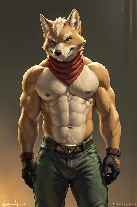 fox mccloud, 4k, high resolution, best quality, detailed, posted on e621, solo, anthro body, male, avarage build, (plain background:1.1), correct anatomy), sexy pose, suggestive, strong lighting, (by wfa, by takemoto arashi, by meesh, by Taran Fiddler), fo...