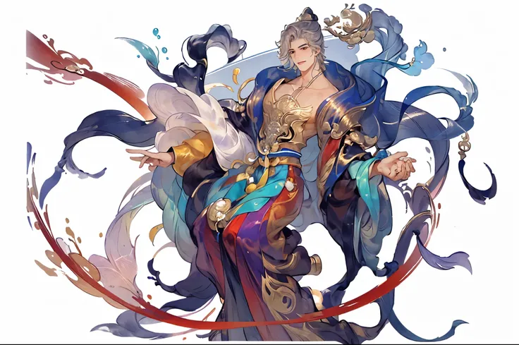 Close-up of boy, Beautiful fantasy, ((Beautiful fantasy男性)), ancient chinese, Beautiful character painting, palace , boy wearing hanfu, Chinese art style