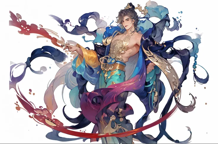 Close-up of boy, Beautiful fantasy, ((Beautiful fantasy男性)), ancient chinese, Beautiful character painting, palace , boy wearing hanfu, Chinese art style
