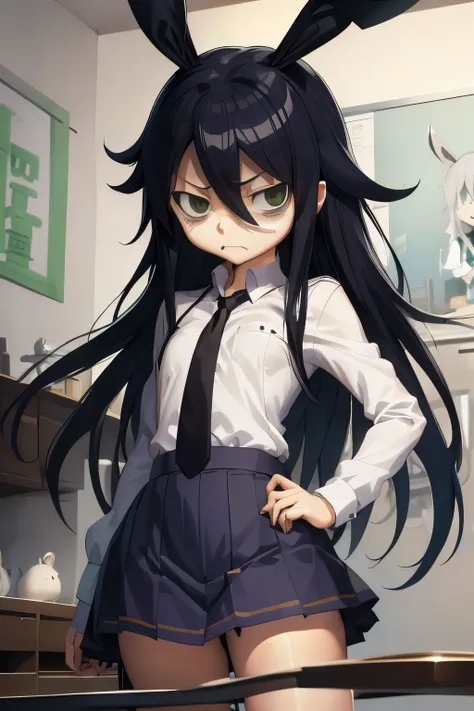 masterpiece,  ultra detailed,  tomoko kuroki ,  disgusted face , shimakaze cosplay.