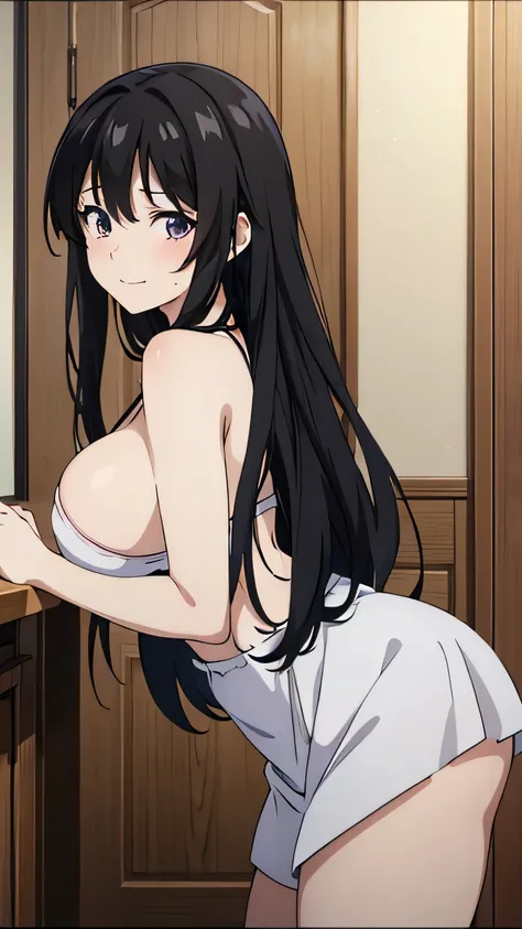 (((masterpiece))),fuyumi itadori, Anime girl characters, 1girl, solo, looking at viewer, medium hair, cleavage, closed mouth, collarbone,Naked, tall girl, horny, big ass, beautiful face,Charming,  anime visual of a cute girl, screenshot from the anime film...