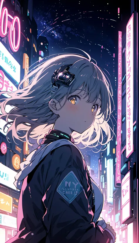 Colorful profile picture of an anime-style female character. anime「My Favorite Child」has characteristics that are clearly different from. The setting is a futuristic city lit up by neon lights. The environment is stimulating and adventurous. The camera set...