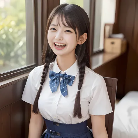 (highest quality、masterpiece:1.2)、highest quality、Realistic、photograph、High resolution、1080p、8K、Fair skin, especially face, Physical Rendering、((Height: 160cm)), one Japanese girl、((((((18 year old Japanese fashion model)))))), school summer uniform, ((((A...