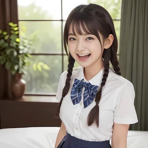 (highest quality、masterpiece:1.2)、highest quality、Realistic、photograph、High resolution、1080p、8K、Fair skin, especially face, Physical Rendering、((Height: 160cm)), one Japanese girl、((((((18 year old Japanese fashion model)))))), school summer uniform, ((((A...
