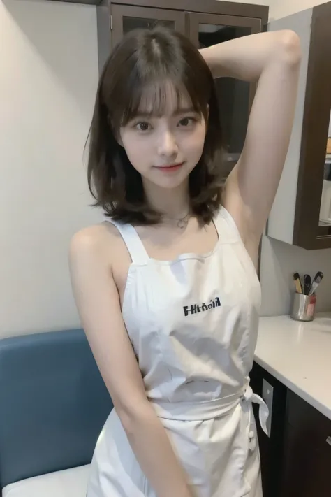 a woman is cooking、(kitchin_Apron:1.Wear 3)、Good Hand、4K、hight resolution、​masterpiece、top-quality、Cap:1.3、((Hasselblad photo))、Fine skin、sharp focus、(lighting like a movie)、Soft lighting、dynamic ungle、[:(Detailed face:1.2):0.2]、Medium chest、sweats streame...