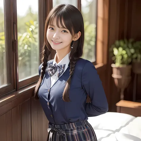 (highest quality、masterpiece:1.2)、highest quality、Realistic、photograph、High resolution、1080p、8K、Fair skin, especially face, Physical Rendering、((Height: 160cm)), one Japanese girl、((((((18 year old Japanese fashion model)))))), school summer uniform, ((((A...