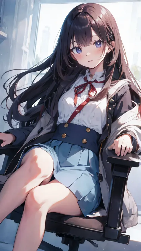 Masterpiece、Highest quality、highest quality、Shiny hair quality、Small face、Girl、Sitting、Super detailed, beautiful, wide eyes、Ultra-detailed, clear and beautiful faces、(cute illustration:1.2), High-resolution, ultra-detailed, best quality, embarrassed