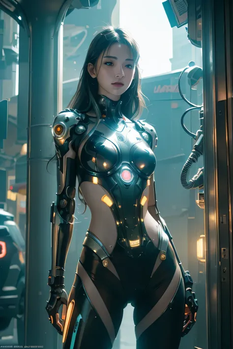 top quality, masterpiece, ultra-high resolution, ((photorealistic: 1.4), raw photo, cyberpunk girl, shiny skin, mechanical girl,...